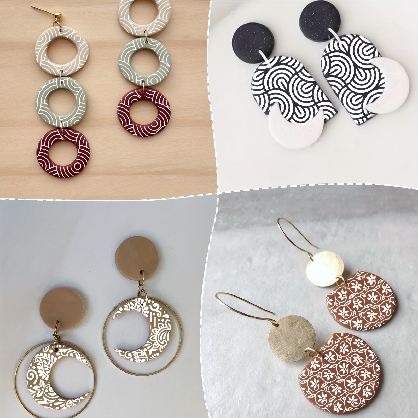 10 Pattern Silk Screen Stencils for Polymer Clay